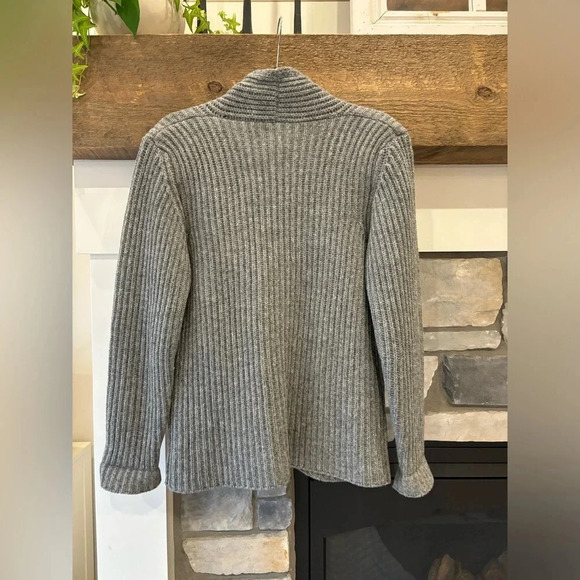 Susan Bristol Wool Cardigan Blazer women M grey Chunky Knit Grandpacore Academia - Picture 4 of 11